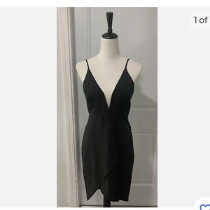 NWT Topshop Dress Black Plunge Neck Slip Women Size 6